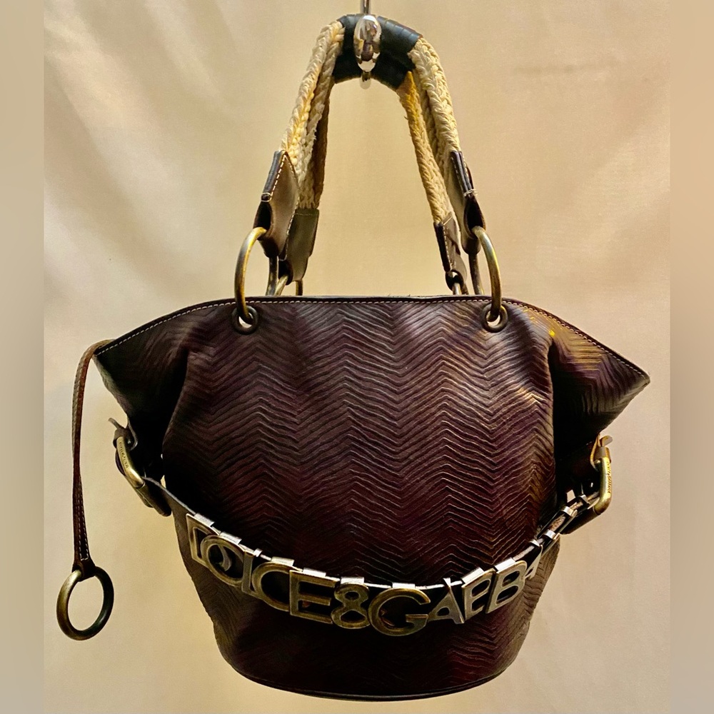 Authentic Vintage Dolce & Gabbana Leather Italian Belted Hand Bag/Purse